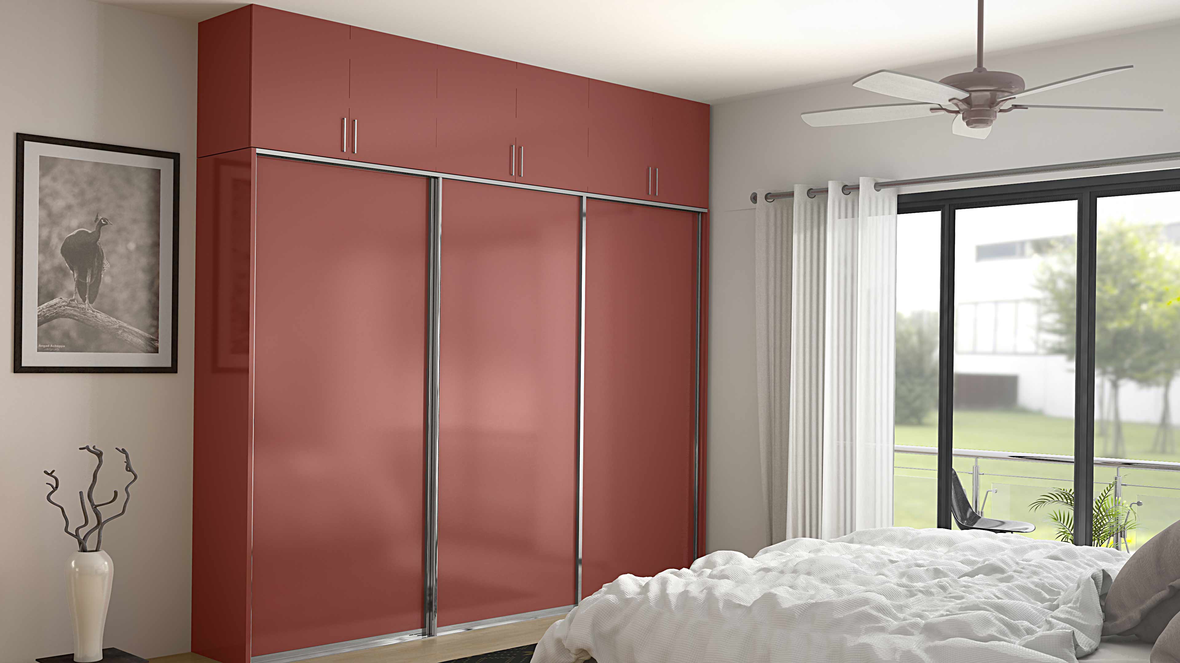 red lacquer glass wardrobes in noida